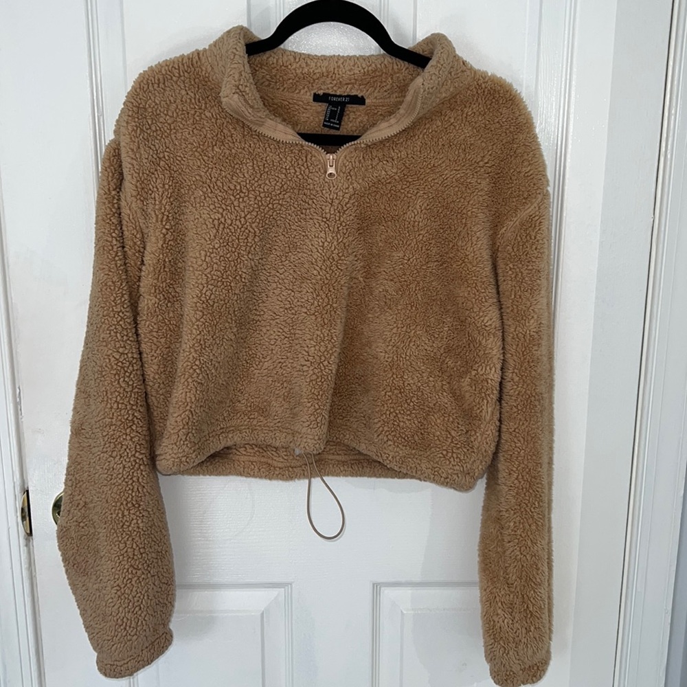 Forever 21 Cropped Sherpa Sweatshirt